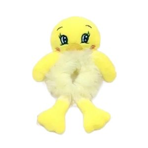 Cartoon Yellow Duck Plush Scrunchies Faux Fur Ponytail Holder Hair Accessory New